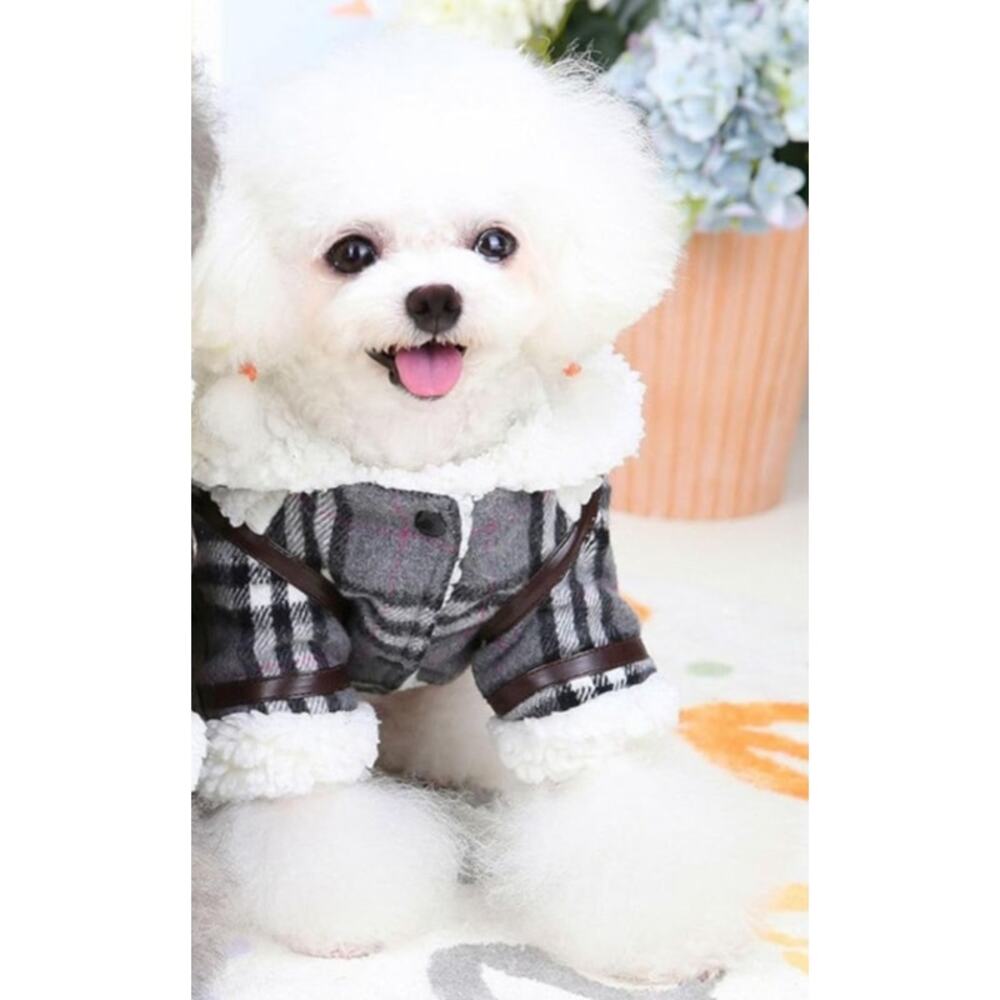 Warm Dog Clothes for Small Dog or Cat Coats Jacket Pet Sweater Grey, X-Small New - Picture 2 of 14